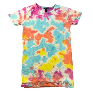 TIE DYE women’s short sleeve sweatshirt mini shift dress by IMPULSIVE DESIGNS